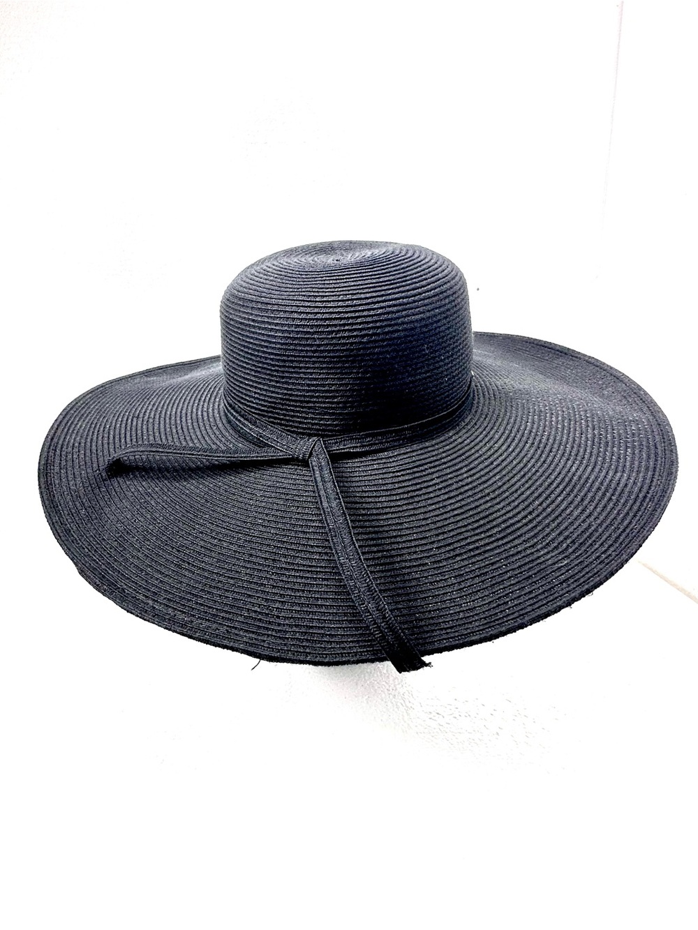 Karen Keith Black Wide Brim Sun Hat with Braided Tie